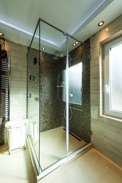 Modern bathroom with luxury shower cubicle