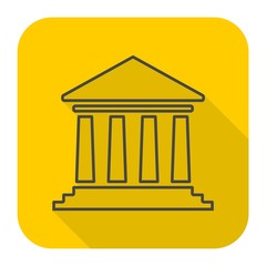 Bank building icon, Court building icon with long shadow