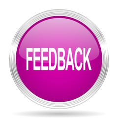 feedback pink modern web design glossy circle icon