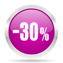 30 percent sale retail pink modern web design glossy circle icon