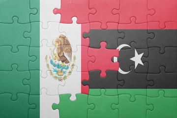puzzle with the national flag of mexico and libya