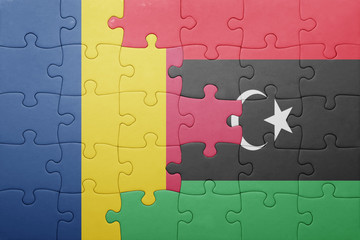 puzzle with the national flag of chad and libya