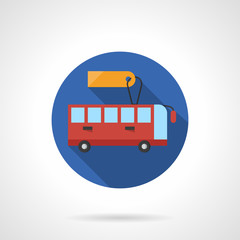 Bus for rent round flat color vector icon