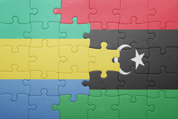 puzzle with the national flag of gabon and libya