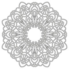 Coloring page with mandala. Ethnic decorative elements. Coloring book for adult and older children. Outline vector illustration.