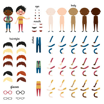 Boy Parts of body template for design work. Vector illustration.
