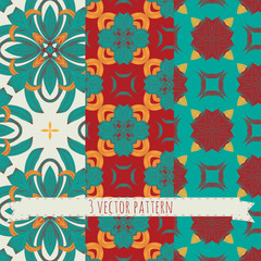 Vector set of 3 seamless mosaic patterns