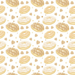 Beautiful vector seamless pattern with monochromatic sepia donut