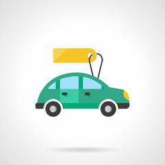 Automobile for sale flat color design vector icon
