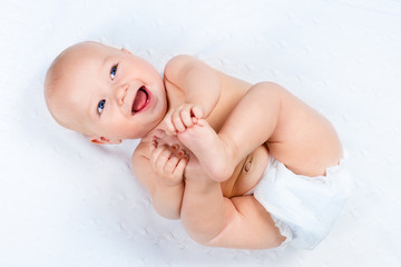 Little baby wearing a diaper