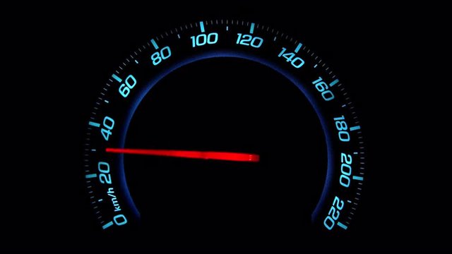 CLOSE UP: Car accelerating from zero till 220 mph