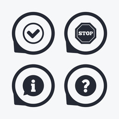 Information icons. Stop prohibition symbol.