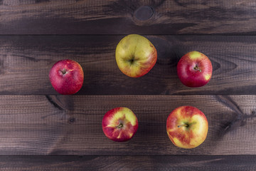 apples on wooden background