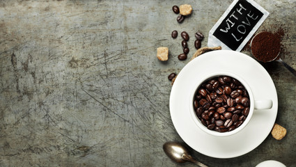 Coffee cup with beans
