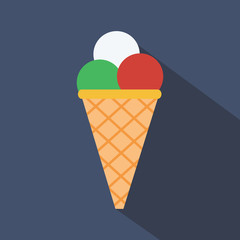 Ice Cream Icon. Flat Vector Icon With Long Shadow Design Collection