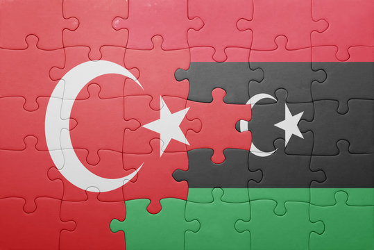 Puzzle With The National Flag Of Turkey And Libya