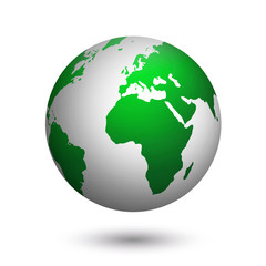 Erdkugel in grün isoliert auf weißem Hintergrund 