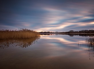 Long exposure lake sunset