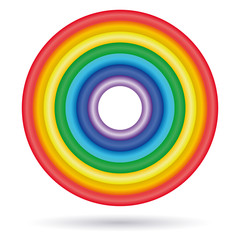 Rings painted in colors of the rainbow. ROYGBIV. Rainbow colored ring isolated on white background. Vector illustration