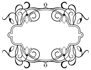 Silhouette frame with contour flowers