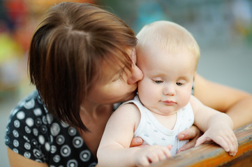 Middle aged woman and her adorable little grandson