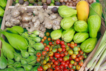 Thailand vegetables on the shelves