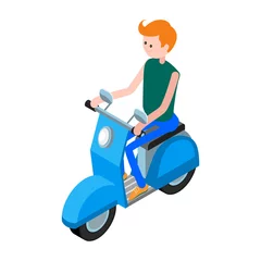 Foto op Plexiglas Isometric icon scooter with a driver. © aklionka