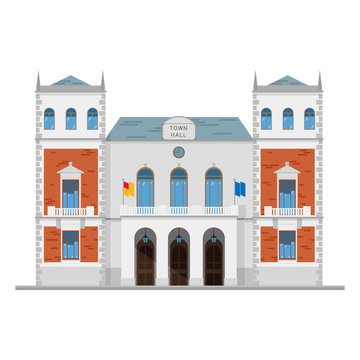 Cute cartoon vector illustration of a town hall