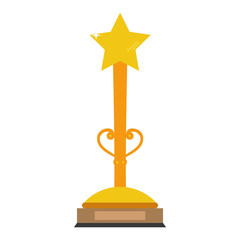 Golden trophy with star vector illustration