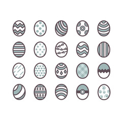 collections of easter eggs vector. line icons set.