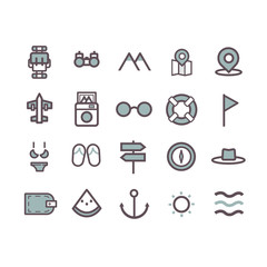 travel icon set vector. line icons
