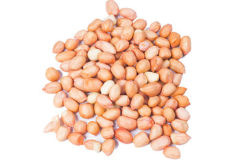 Close-up image of peanuts isolated on white background
