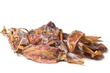 Dried squid on white background
