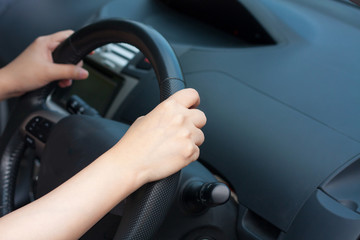 Female driving car