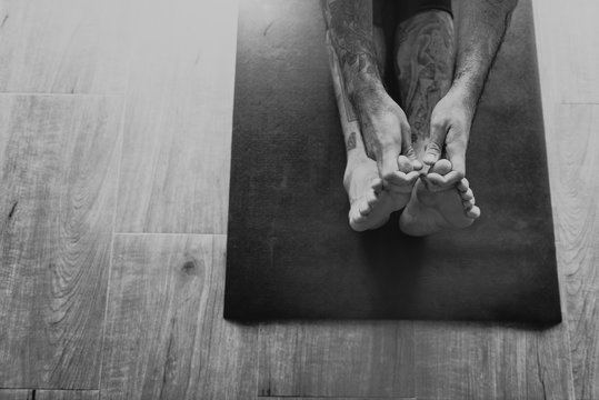 Man Yoga Practice Health Workout Concept