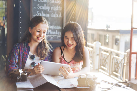 Girls Friendship Hangout Traveling Holiday Photography Concept