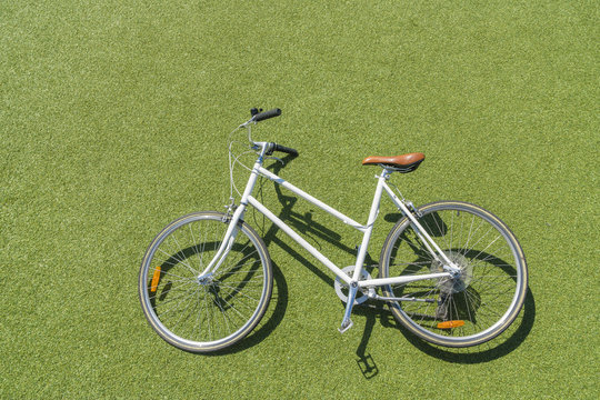 Vintage bike on lawn