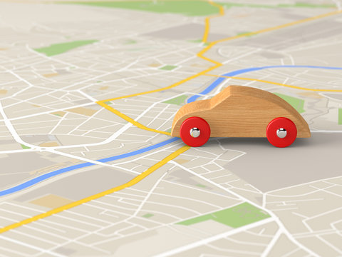 Toy Car On A City Map