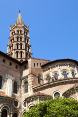 Fototapeta na wymiar Romanesque Basilica of Saint Sernin with bell tower, Toulouse, France