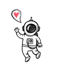 Vector illustration with doodle astronaut