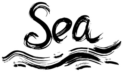 Sea hand lettering. Handmade calligraphy.