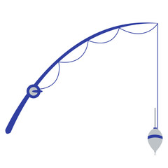 Stylized icon of a colored fishing rod with a float for catching