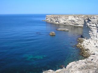 Rocky shore of the sea in the morning