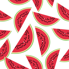 Seamless pattern with watermelon on the white background.