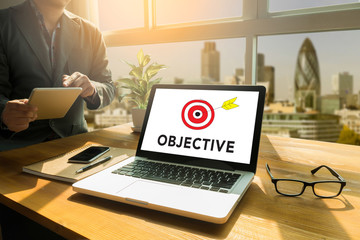 Objectives word , business concept