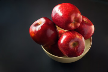 Apples Bowl Black Background