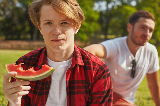 Portrait with watermelon