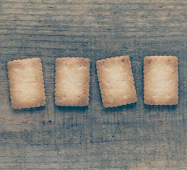 Piece of Mini coconut biscuit on wood table background