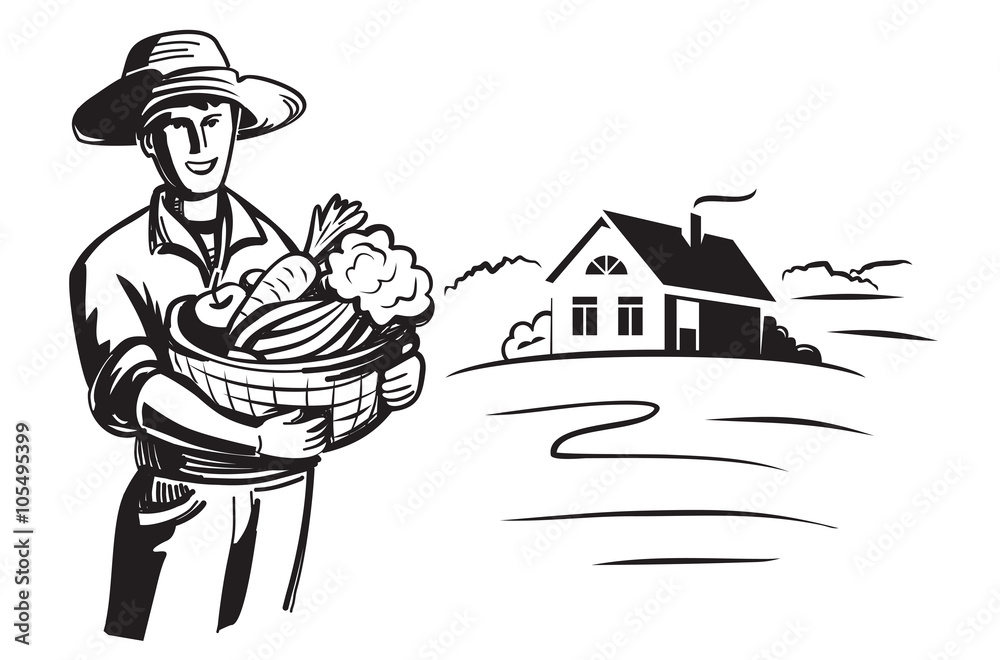 Wall mural vector black farmer