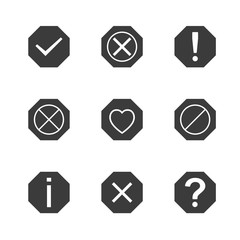 Set of icons and signs, vector illustration.